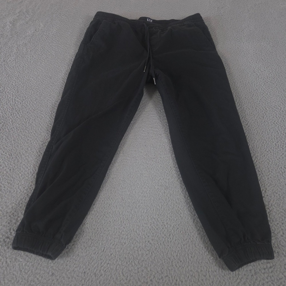 Gap Pants Womens Large Black Twill Jogger Cotton Lyocell Elastic Waist Tapered